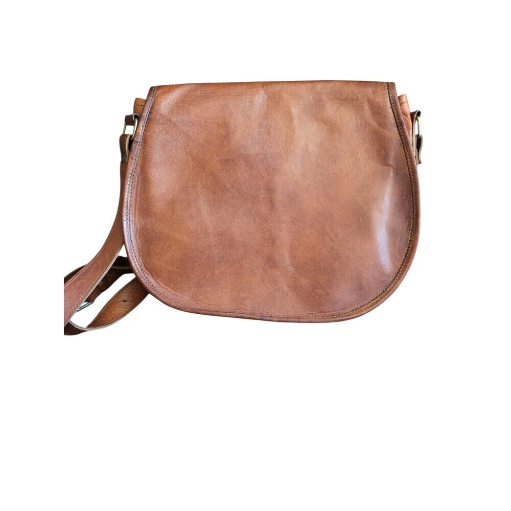 Vintage Leather Purse Satchel And Fable Saddle Medium Messenger Crossbody Brown - Picture 2 of 7